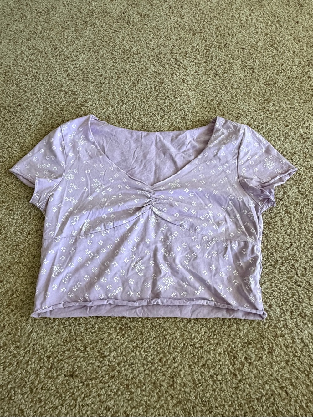 T.J.Maxx Lilac Floral Ruched Scoop Crop Top